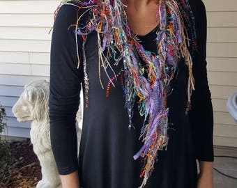 Scarf,Boho,Gift,60th Birthday,Mother in Law Gift,Gypsy,Bohemian,Gift for Women,Infinity Scarf,Shabby Chic,Godmother Gift,Gift for Her