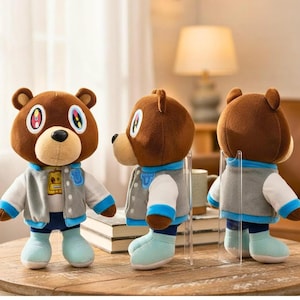 Kanye West Graduation Teddy Bear Plush, Personalized College Dropout Plushy, Stuffed Animal Birthday Gift