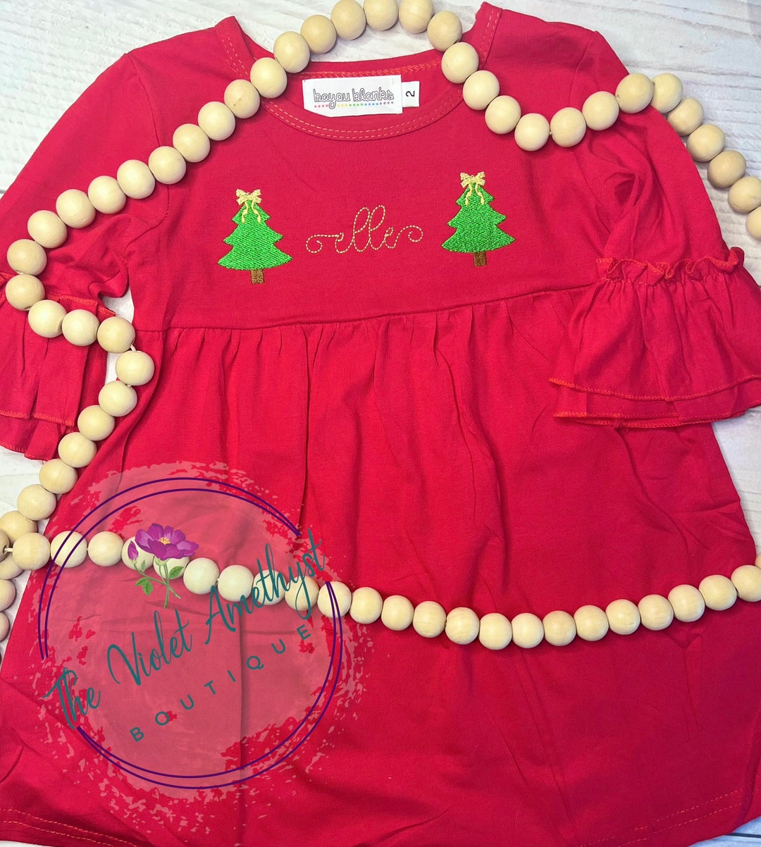red christmas tree dress Personalized Dress, Holiday Apparel short red christmas dress