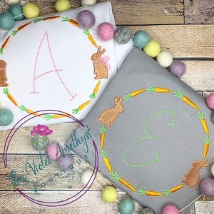 Bunny Monogram Frame / Easter Shirt / Carrot Shirt