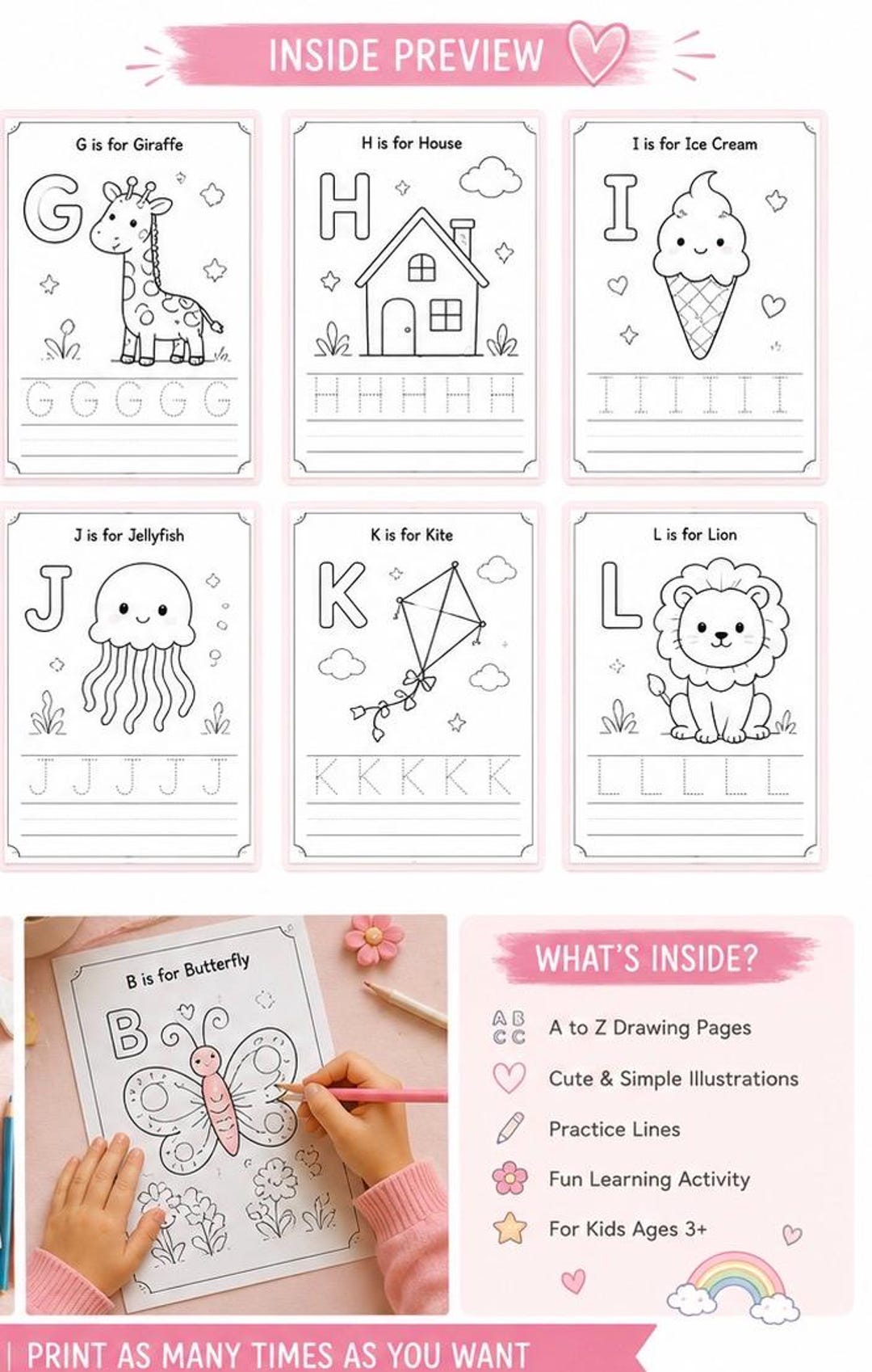 ABC Drawing Book for Kids | Printable Alphabet Coloring Pages (PDF ...