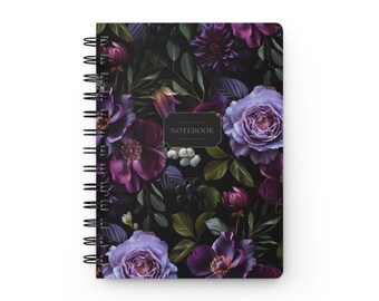 Hardcover Spiral Bound Notebook - Dark Gothic Floral