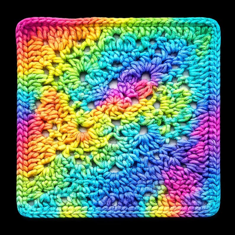 Beginner Crochet Tutorial Easy Instructions Pattern Gothic Granny Square Design Lacy Floral Motif Openwork Stitch Guide Red Yarn Example Afghan Block Pattern Blanket Making Project PDF Download Digital File Instant Access Written Directions