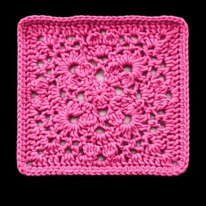 Beginner Crochet Tutorial Easy Instructions Pattern Gothic Granny Square Design Lacy Floral Motif Openwork Stitch Guide Red Yarn Example Afghan Block Pattern Blanket Making Project PDF Download Digital File Instant Access Written Directions