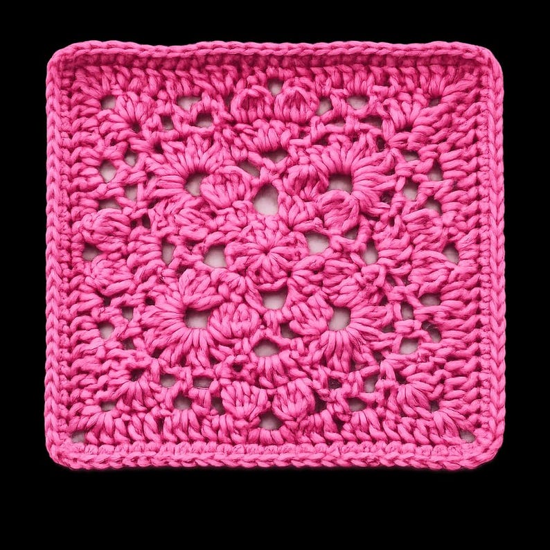 Beginner Crochet Tutorial Easy Instructions Pattern Gothic Granny Square Design Lacy Floral Motif Openwork Stitch Guide Red Yarn Example Afghan Block Pattern Blanket Making Project PDF Download Digital File Instant Access Written Directions