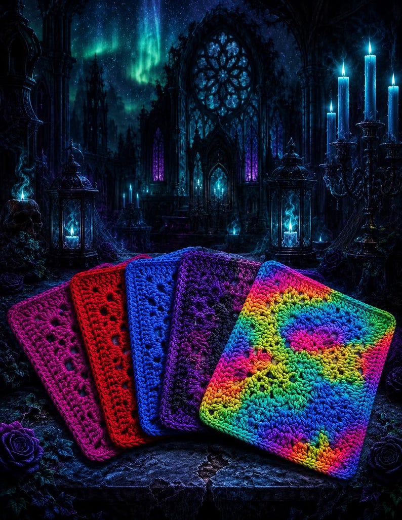 Beginner Crochet Tutorial Easy Instructions Pattern Gothic Granny Square Design Lacy Floral Motif Openwork Stitch Guide Red Yarn Example Afghan Block Pattern Blanket Making Project PDF Download Digital File Instant Access Written Directions