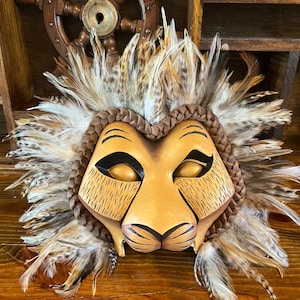 Lioness mask, handmade leather lion wild cat mask for Halloween, Lion -  Eirewolf Creations