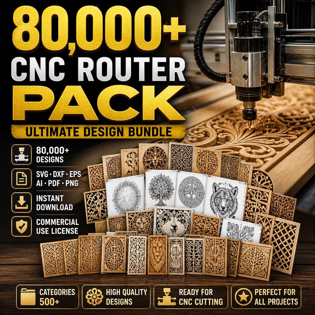80,000+ CNC Router Files Bundle | SVG Dxf Laser Cut Designs | Wood ...