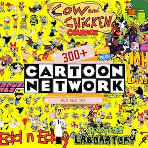 以下が含まれることがあります： 黄色い背景に、カートゥーンネットワークの番組の多くの漫画のキャラクターが描かれています。カートゥーンネットワークのロゴが目立ち、300以上のファイルが含まれていることを示すテキストがあります。パワーパフガールズ、ジョニー・ブラボー、デクスターズラボラトリーのキャラクターが見えます。