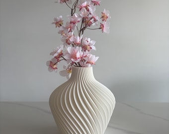 Jarrón escultural | Decoración minimalista para el hogar | Diseño de ondas retorcidas | Hecho a mano