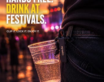 Handsfree-mugghållare för festivaler, dryckeshållarklämma för festivaler och ravefester, personlig CupLok™