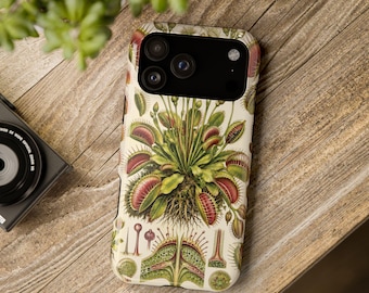 Vintage Botanical Venus Flytrap Phone Case, MagSafe Compatible, Carnivorous Plant Gift