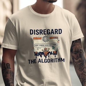 Negeer algoritme shirt, retro AI-humor T-shirt, technisch cadeau programmeur