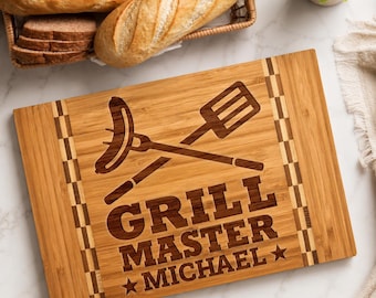 Personalized Dad Cutting Board Gift, Engraved BBQ Board for Father Grandpa