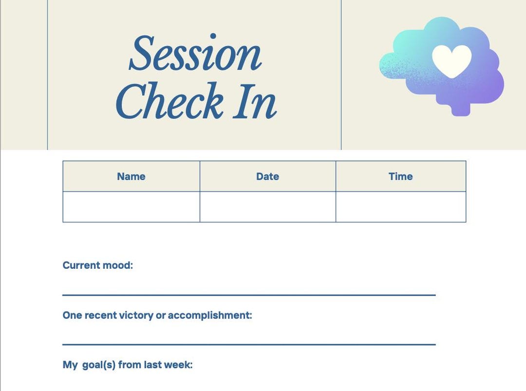 Therapy PDF Download Printable Session Check in Worksheet - Etsy