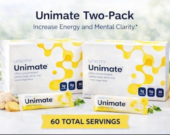 Unikat Unimate Yerba Mate Trinkmix | 60 Tüten | Natürlicher Energie Booster | Zitronen-Ingwer Geschmack