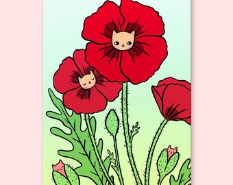 Poppy Kitty Postcard