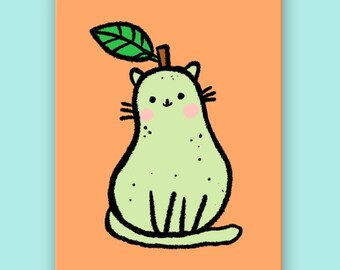 Pear Kitty Postcard