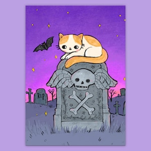 Graveyard Cat Postcard