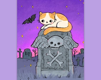 Graveyard Cat Postcard