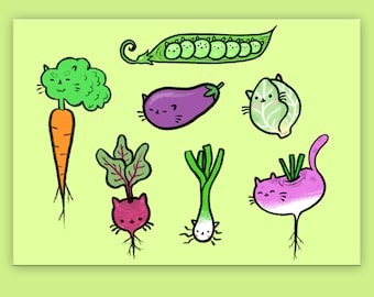 Vegetable Kitties Postcard