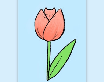 Tulip Kitty Postcard