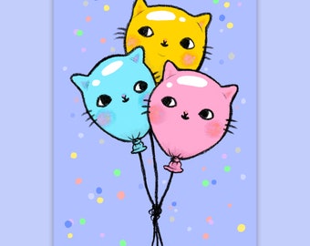 Balloon Cats Postcard