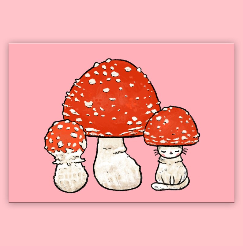 Mushroom Kitty Postcard image 1