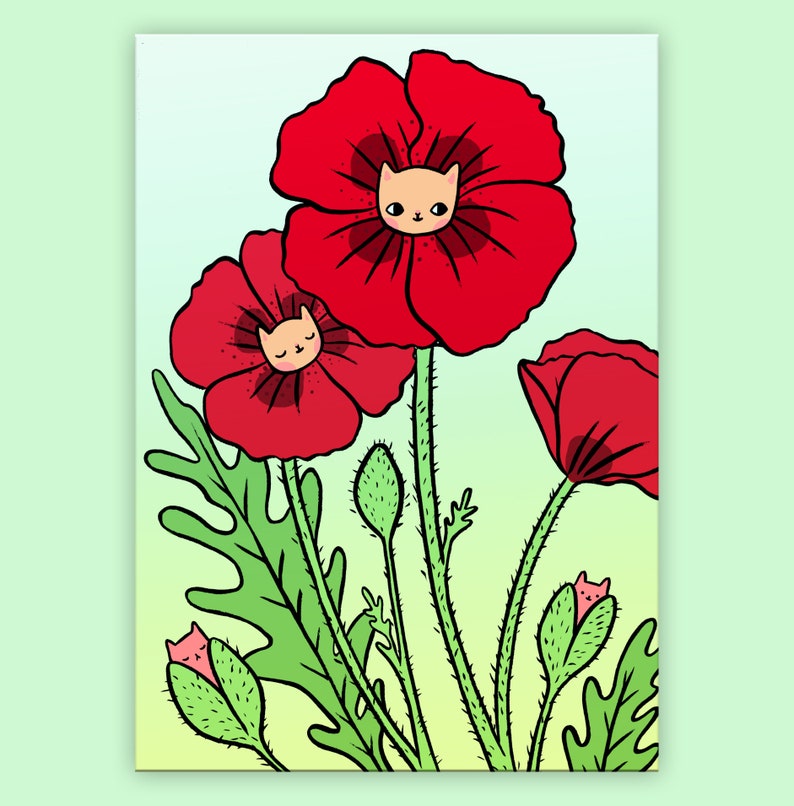 Poppy Kitty Postcard image 1