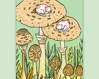 Mushroom Kitties Postcard