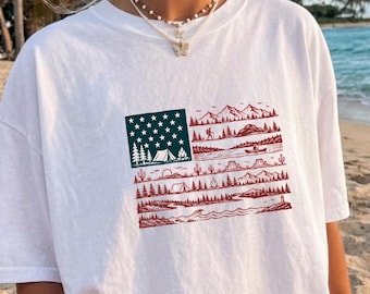National Parks American Flag Shirt | Unisex Comfort Colors | Patriotic T-Shirt | 4th of July Tee | Flag Shirt | Independence Day