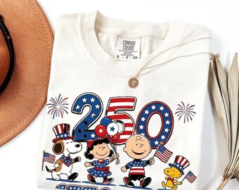 Snoopy America 250th Anniversary Shirt, Peanuts 1776 2026 Patriotic Tee, 4th of July Comfort Colors Shirt