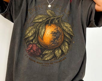 Don't Speak I Know What You're Thinking Shirt, Gothic Orange Tee, Dark Botanical Shirt, Vintage Halloween Tee, Fall Shirt
