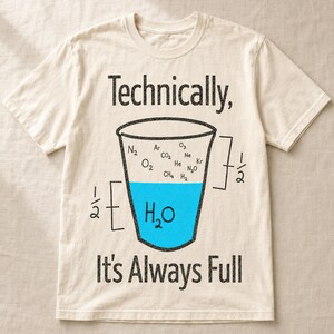 Funny Science Shirt, Technically It’s Always Full Tee, Chemistry Teacher Gift, Physics Joke T-Shirt, STEM Student Unisex Graphic Tee