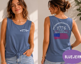 1776 Patriotic Graphic Tee, Distressed USA Flag Tank shirt, Comfort Colors Vintage Style