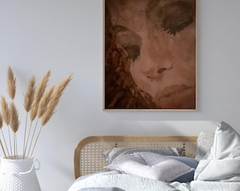 Handmade Custom Art original Portrait small painting Woman personalized from photo Unique Decor Wall Commission for entryway bar living room