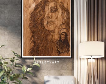 Handmade Custom Art original Portrait small painting Woman personalized from photo Unique Decor Wall Commission for entryway bar living room
