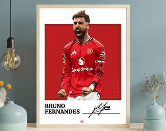 Bruno Fernandes Manchester United Art Poster Print
