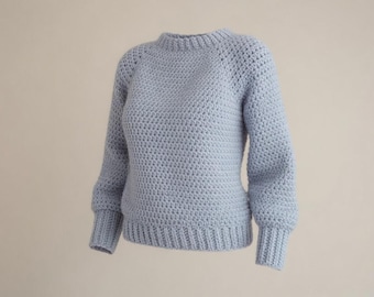 Seamless Mohair Sweater Crochet Pattern, Top Down Raglan Pullover (PDF Download)