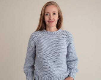 Naadloos mohair trui haakpatroon, raglan trui van boven naar beneden (PDF download)