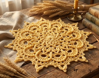 Crochet Mandala Doily Pattern, Floral Lace Table Centerpiece, Boho Wall Hanging (PDF Download)