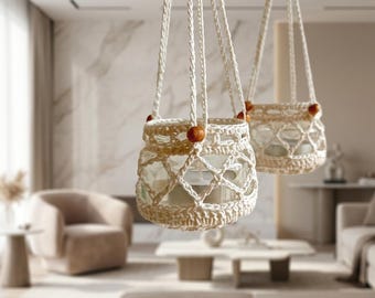 Boho Crochet Candle Holder Pattern, Mason Jar Lantern Decor (PDF Download)