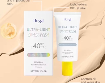 Hoygi SPF 40 Sunscreen Cream - Hydrating & Moisturizing Sunblock Lotion for Dry Skin - Light Texture, No Tightness - 50g