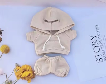 Ropa para muñeca Labubu de 15 cm/17 cm, fiesta de sentarse, conjunto de 1.ª y 2.ª generación, sudadera con capucha de oso blanco y negro, regalos para hacer tú mismo