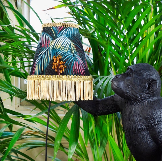 Palm Tree Hawaii Print Mini Fringed Lampshade Chandelier Or Palm Tree Hawaii Print Mini Fringed, Animal Print Mini Lamp Shades