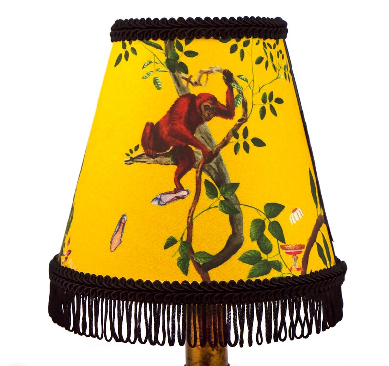 Monkey Decor Small Fringed Lampshade or Chandelier Light Shade Etsy