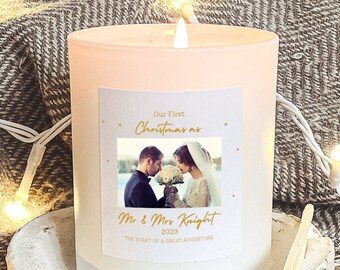 Personalised First Christmas as Mr and Mrs Candle, Mr and Mrs Xmas Candle, First Christmas Married Gift, Mr & Mrs Xmas Candle, Xmas