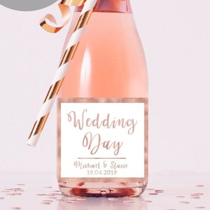 Personalised Wine Bottle Label x10, Rose Gold Wedding Champagne Bottle Label, Wedding Bottle Label, Mini Wine Bottle Labels, Wedding Label,