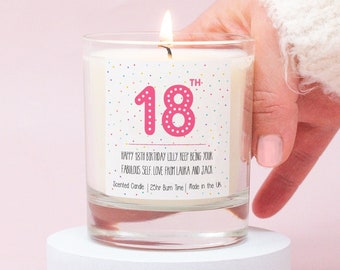 Personalised 18th Birthday Candle, Personalized Birthday Candle Gift, 21st Birthday Gift, Milestone Birthday Present, For Her, Any Age Gift