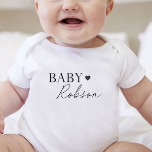 Personalised Baby Surname Vest, New Baby Gift, Surname Baby Top, Name Baby Bodysuit, New Arrival Gift, Baby Shower Present, Baby Grow